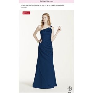 David's Bridal •NEW• Long One Shoulder Satin Dress